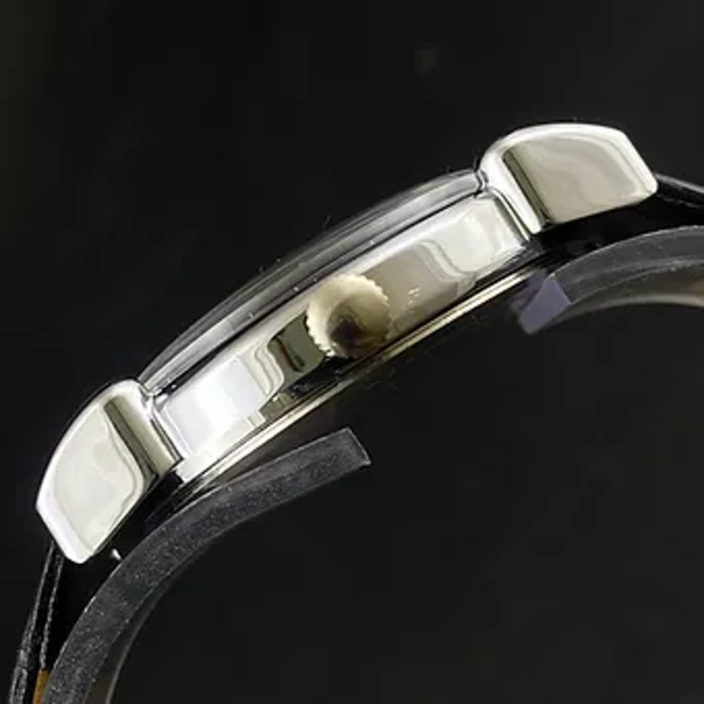 Vintage 1975 Oris Manual Mens Silver Watch W/Leather Strap & Red accents - Picture 6 of 7